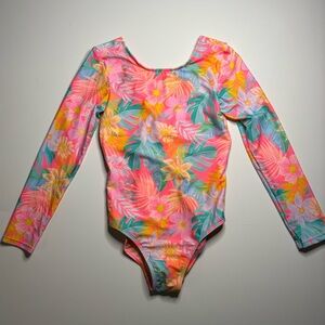 Cat & Jack Pink and Orange Floral Kids Rashguard